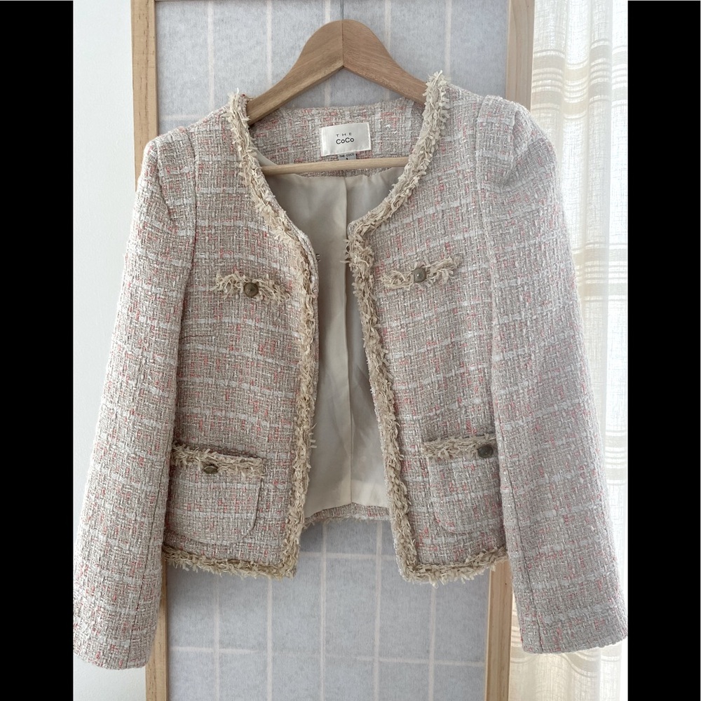 Iconic The Coco Blush Pink Tweed Blazer Jacket Size 1